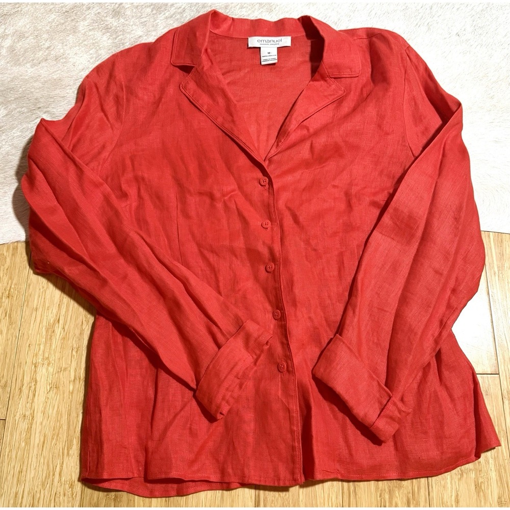 Christopher & Banks Red Button-Front Linen Shirt